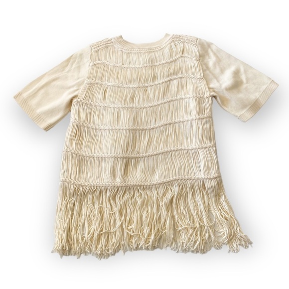 NWT Jonathan Simkhai  Delphine Macrame Knit Sweater, Ivory, Size S - Picture 8 of 16
